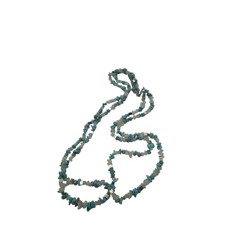 Kenneth Cole New York Gemstone Multi-Strand Necklace Turquoise & Quartz Pre-Owne - Picture 7 of 7